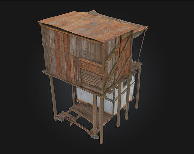 Rustic Cabin on Wheels  Mobile Comfort with Countryside Charm 3D model 7