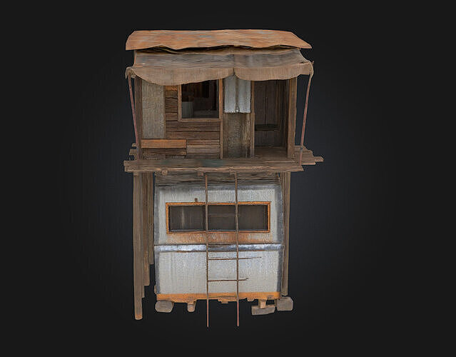 Rustic Cabin on Wheels  Mobile Comfort with Countryside Charm 3D model 3