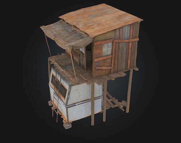 Rustic Cabin on Wheels  Mobile Comfort with Countryside Charm 3D model 5
