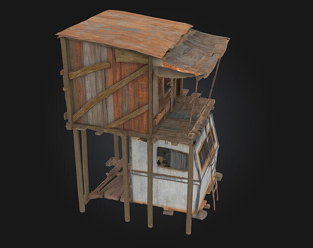 Rustic Cabin on Wheels  Mobile Comfort with Countryside Charm 3D model 4