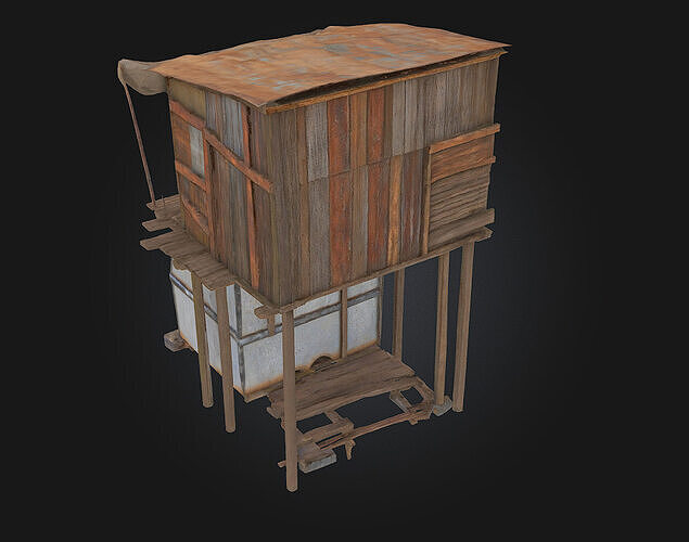 Rustic Cabin on Wheels  Mobile Comfort with Countryside Charm 3D model 6