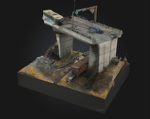 Surviving the Wasteland Diorama  A Tale of Grit in a Broken 3D model 4