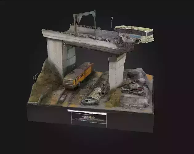Surviving the Wasteland Diorama A Tale of Grit in a Broken 3D model