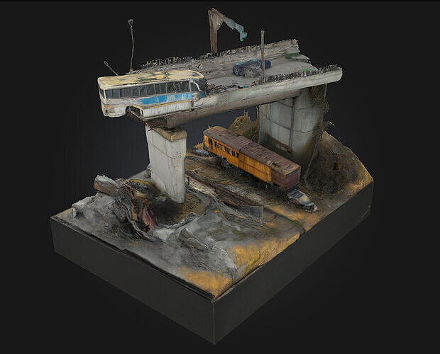 Surviving the Wasteland Diorama  A Tale of Grit in a Broken 3D model 5