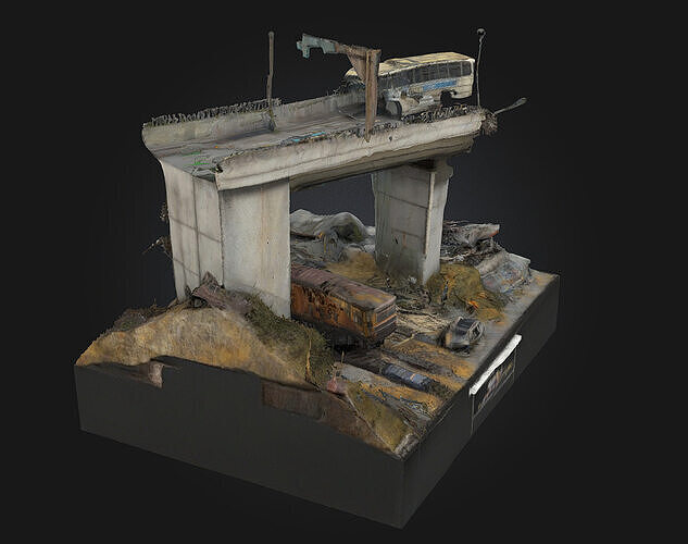 Surviving the Wasteland Diorama  A Tale of Grit in a Broken 3D model 3