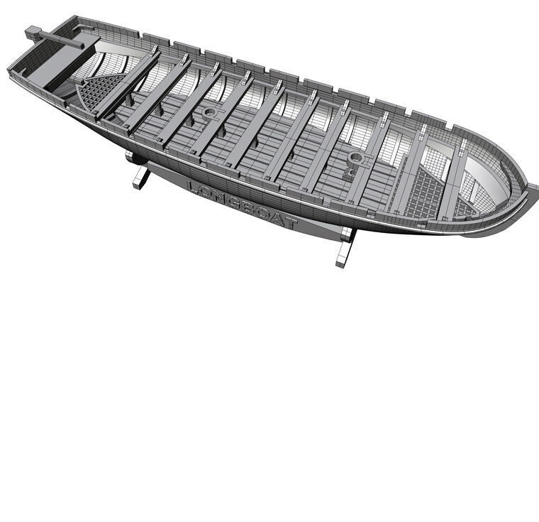Longboat 100 Scale 3D Printable Model for Ship Dioramas 3D model_2