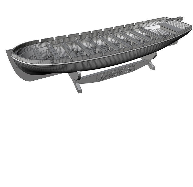 Longboat 100 Scale 3D Printable Model for Ship Dioramas 3D model_3