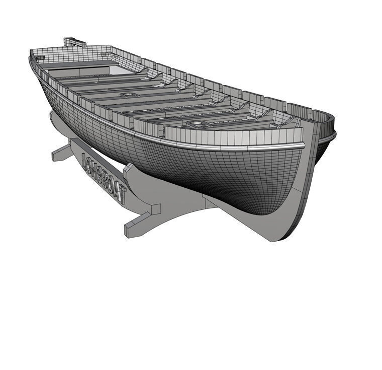 Longboat 100 Scale 3D Printable Model for Ship Dioramas 3D model_5