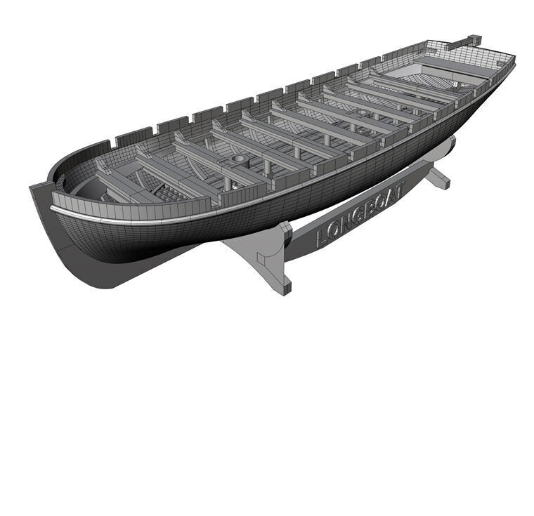 Longboat 100 Scale 3D Printable Model for Ship Dioramas 3D model_11