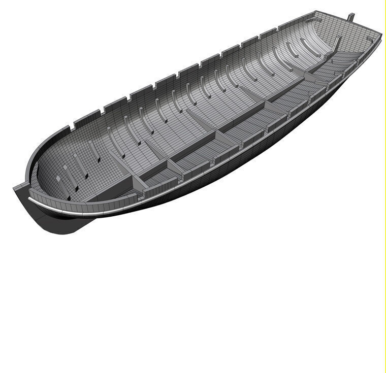 Longboat 100 Scale 3D Printable Model for Ship Dioramas 3D model_6