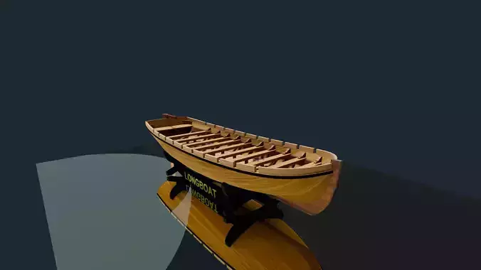 Longboat 100 Scale  3D Printable Model for Ship Dioramas 3D model