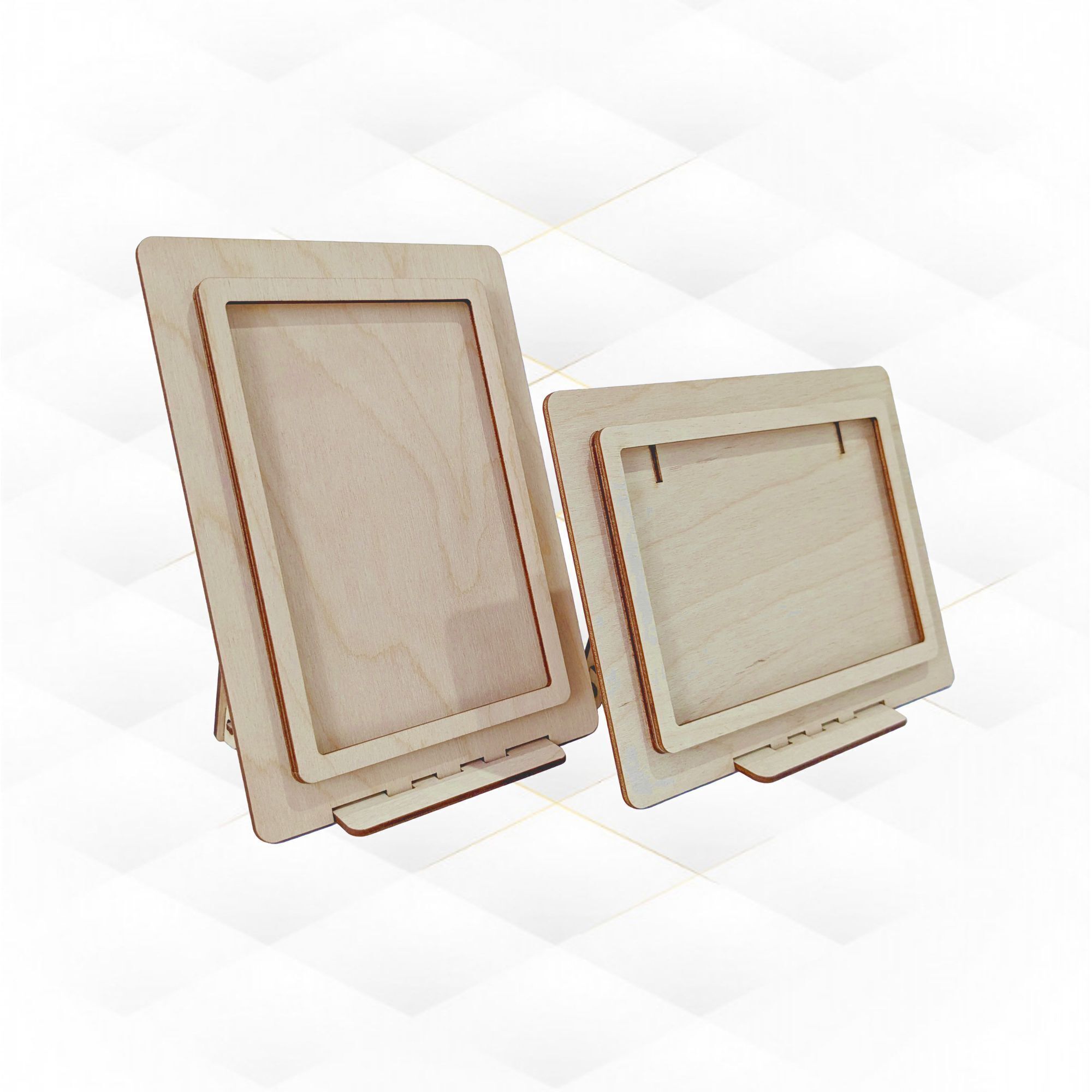 Picture Frame Folding 4x6 photo holder laser cutting design 3D print model_4