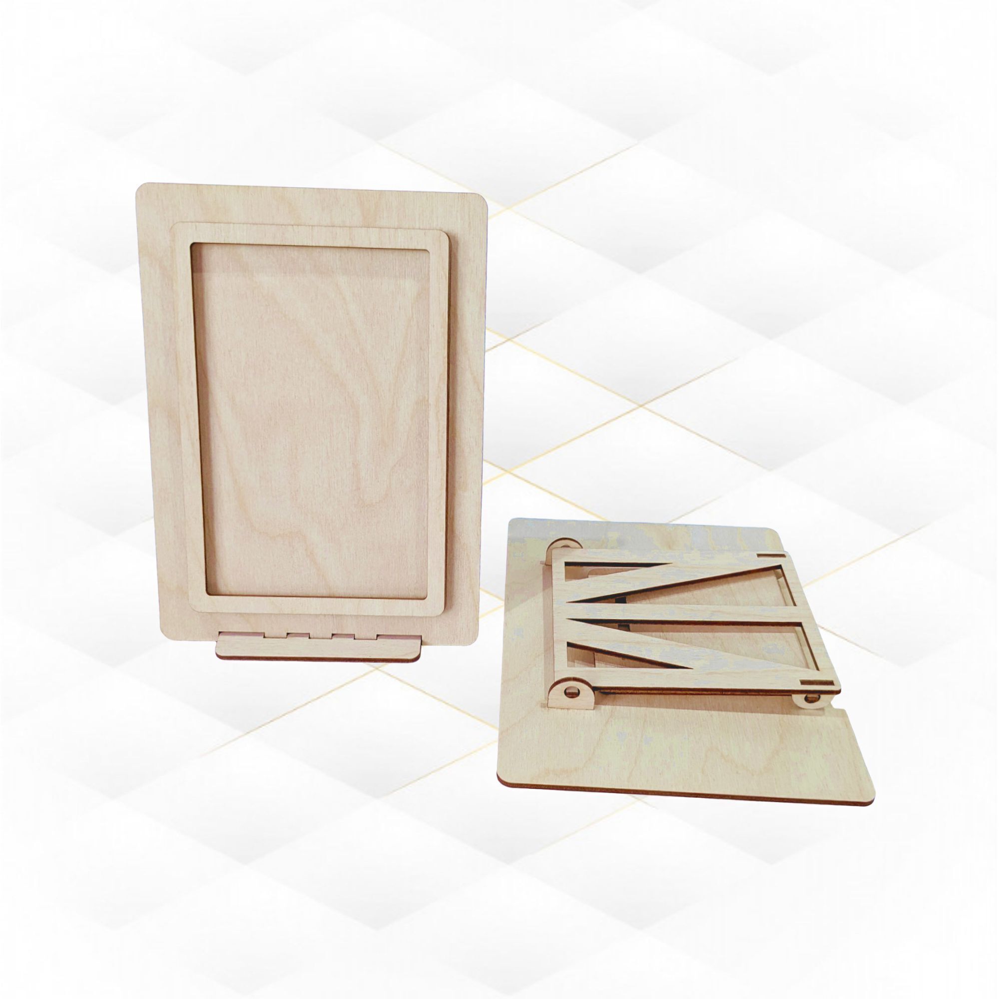 Picture Frame Folding 4x6 photo holder laser cutting design 3D print model_2