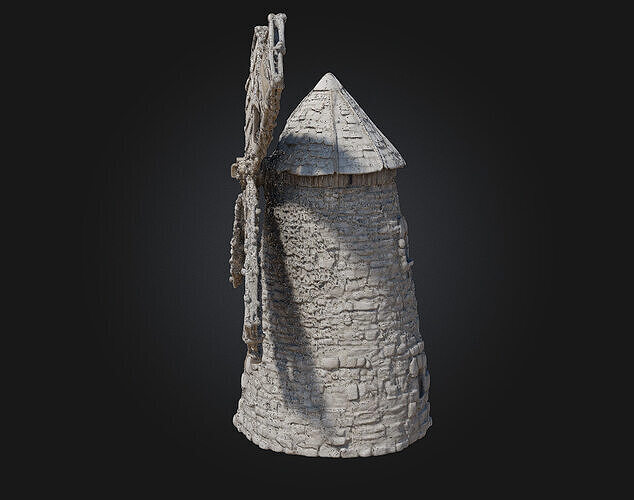 Stone Windmill  Timeless Elegance of Old-World Agriculture 3D model 3