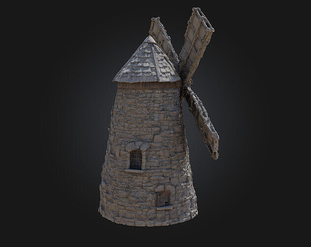 Stone Windmill  Timeless Elegance of Old-World Agriculture 3D model 4