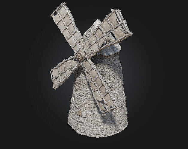 Stone Windmill  Timeless Elegance of Old-World Agriculture 3D model 2