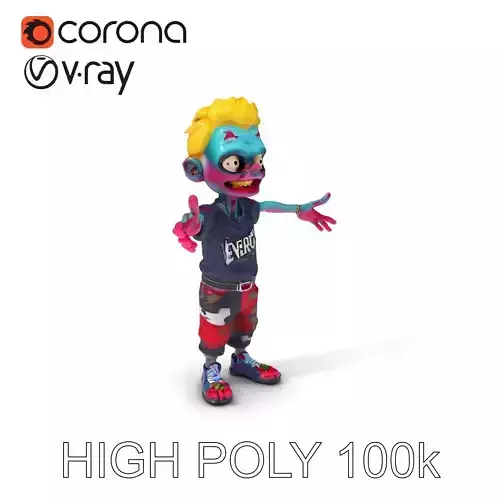 Energetic Zombie Character Model with Casual Outfit and Vibra... Low-poly 3D model