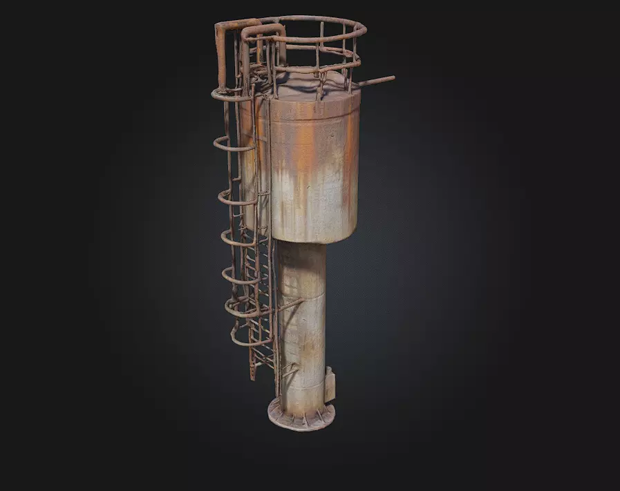 Rusty Silo Tower Industrial Decay with Rural Character 3D model