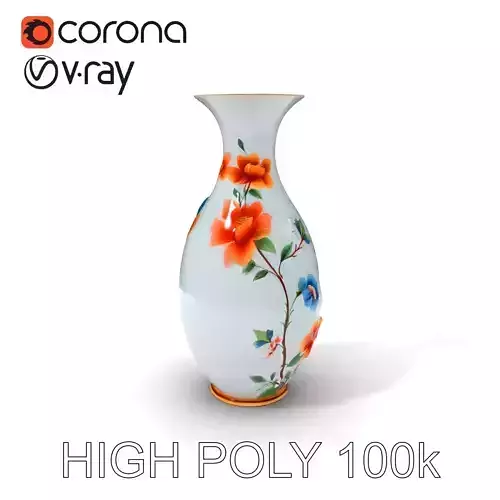Floral Porcelain Vase Model Pack