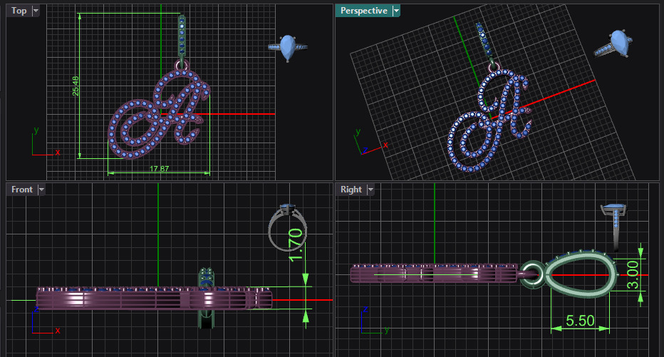 Pendant Alphabet A 3D print model 3D print model_5