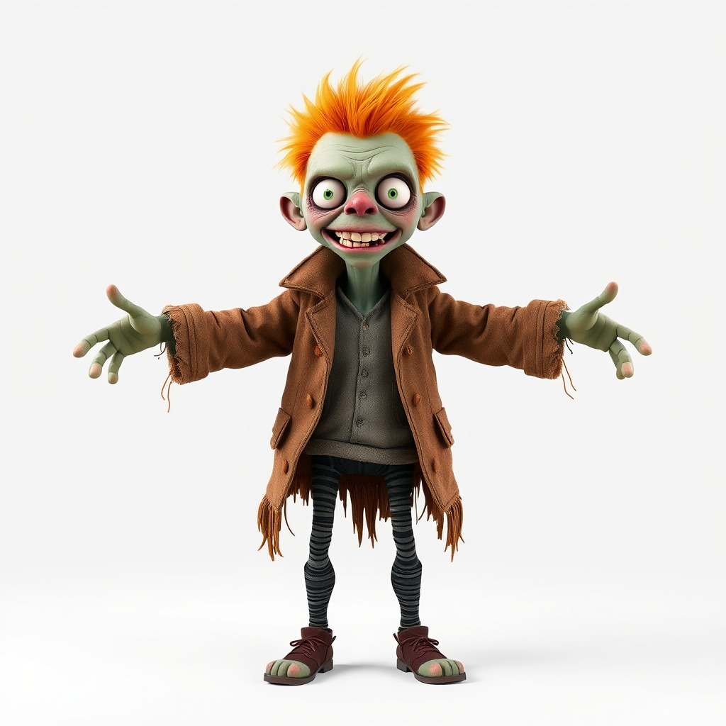 Quirky Goblin with Orange Hair and Tattered Coat D Character ... Low-poly 3D model_4