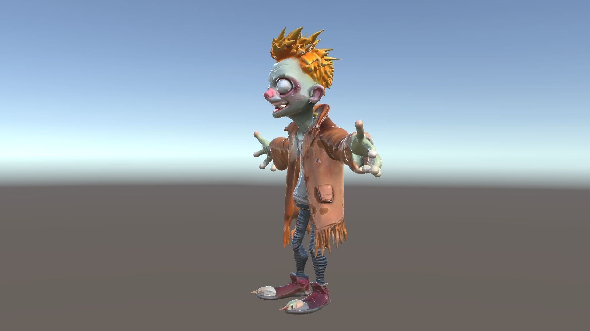Quirky Goblin with Orange Hair and Tattered Coat D Character ... Low-poly 3D model_5