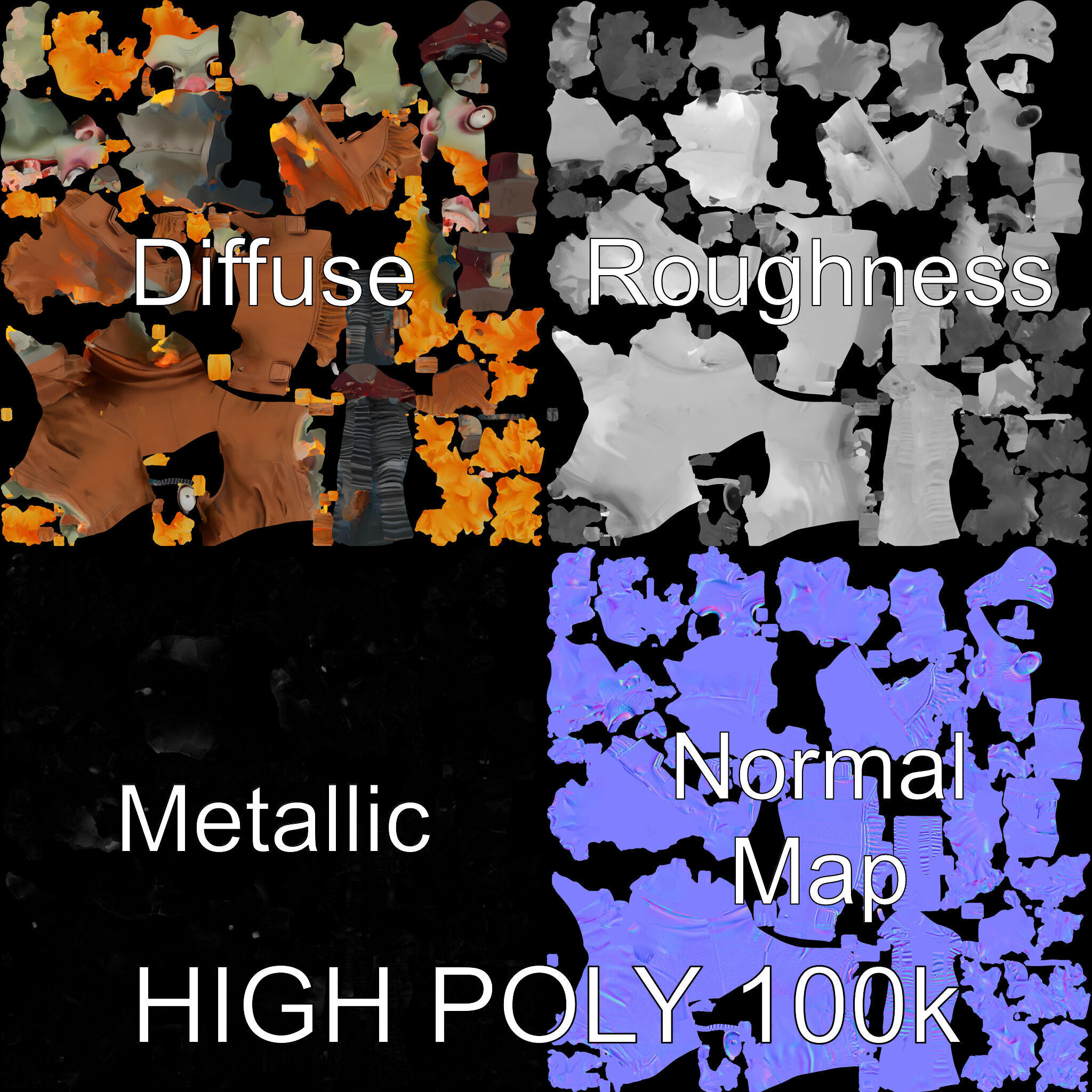 Quirky Goblin with Orange Hair and Tattered Coat D Character ... Low-poly 3D model_2