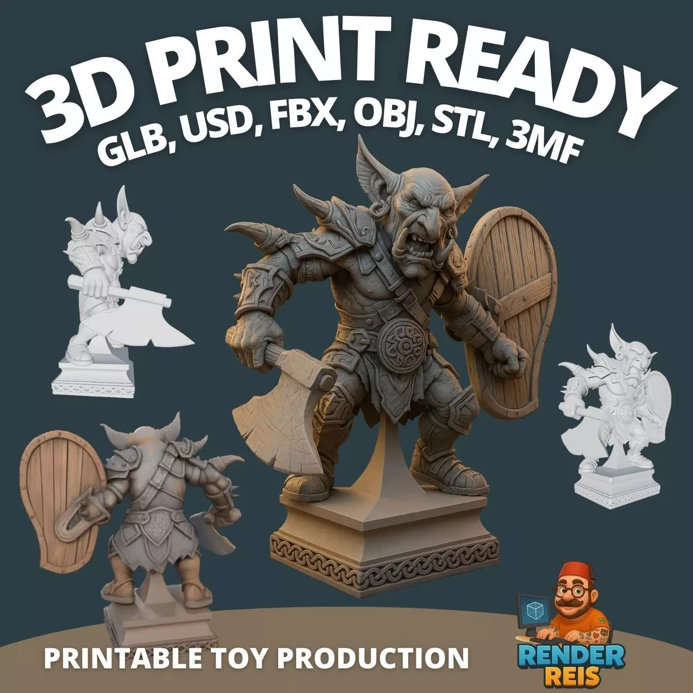 Jauk Stomper Giant Creature Fantasy Figurine Model for 3D print model
