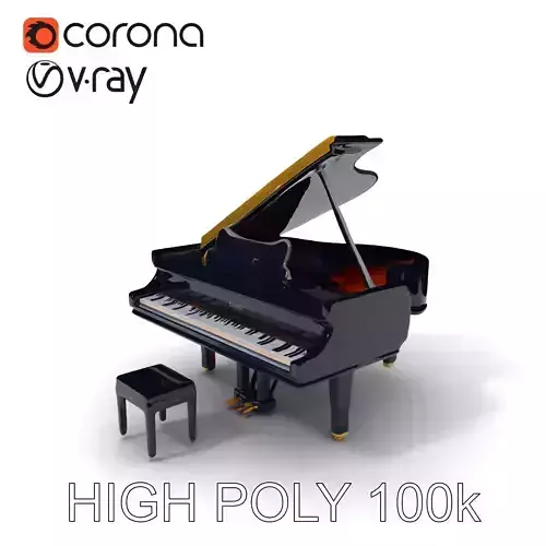 Elegant Grand Piano D Model Pack for Interactive Scenes