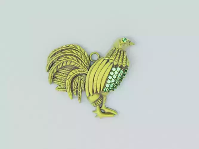Dije Gallo Diamantes -  Rooster Pendant  Diamonds 3D print model