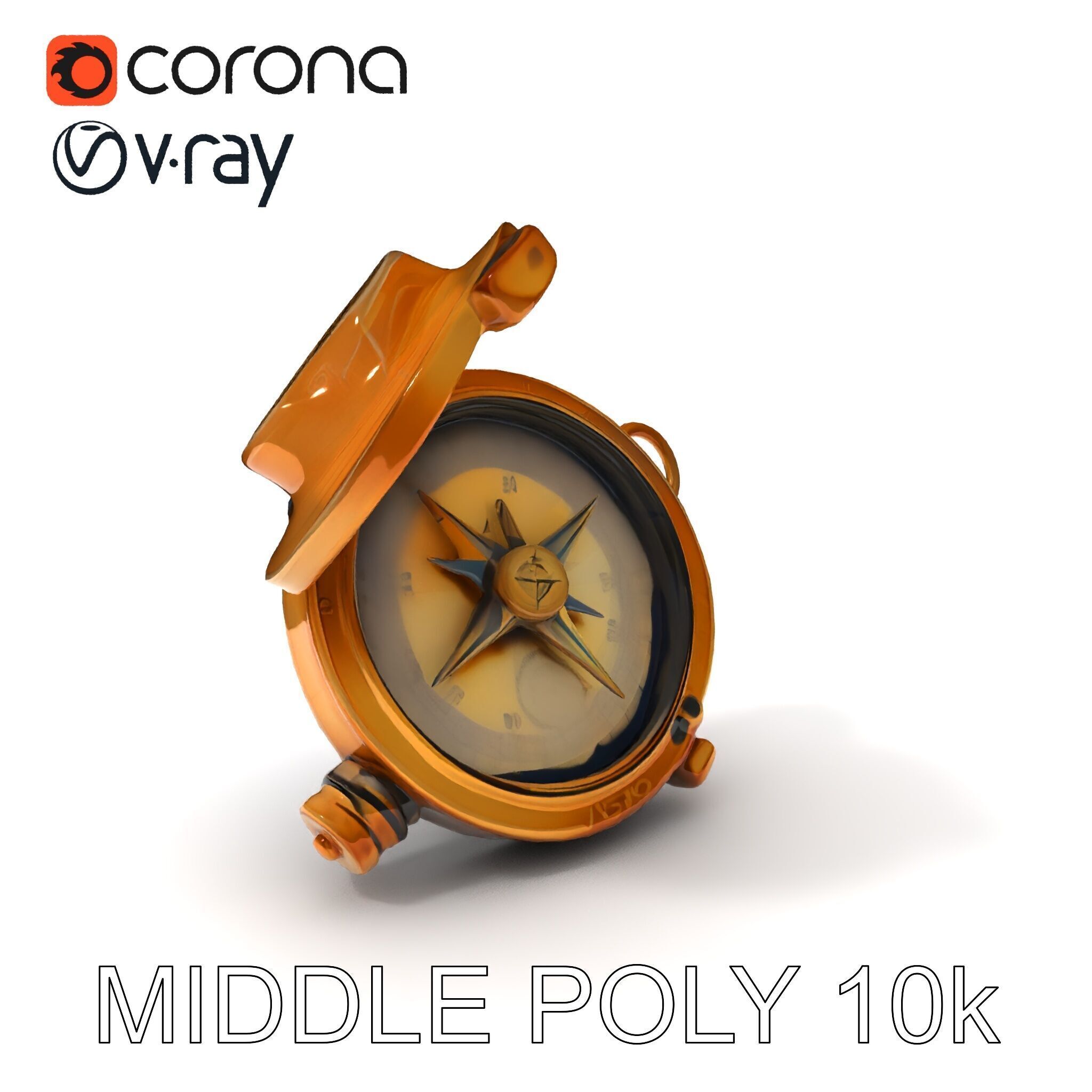 Vintage Brass Compass D Model Pack Low-poly 3D model_30