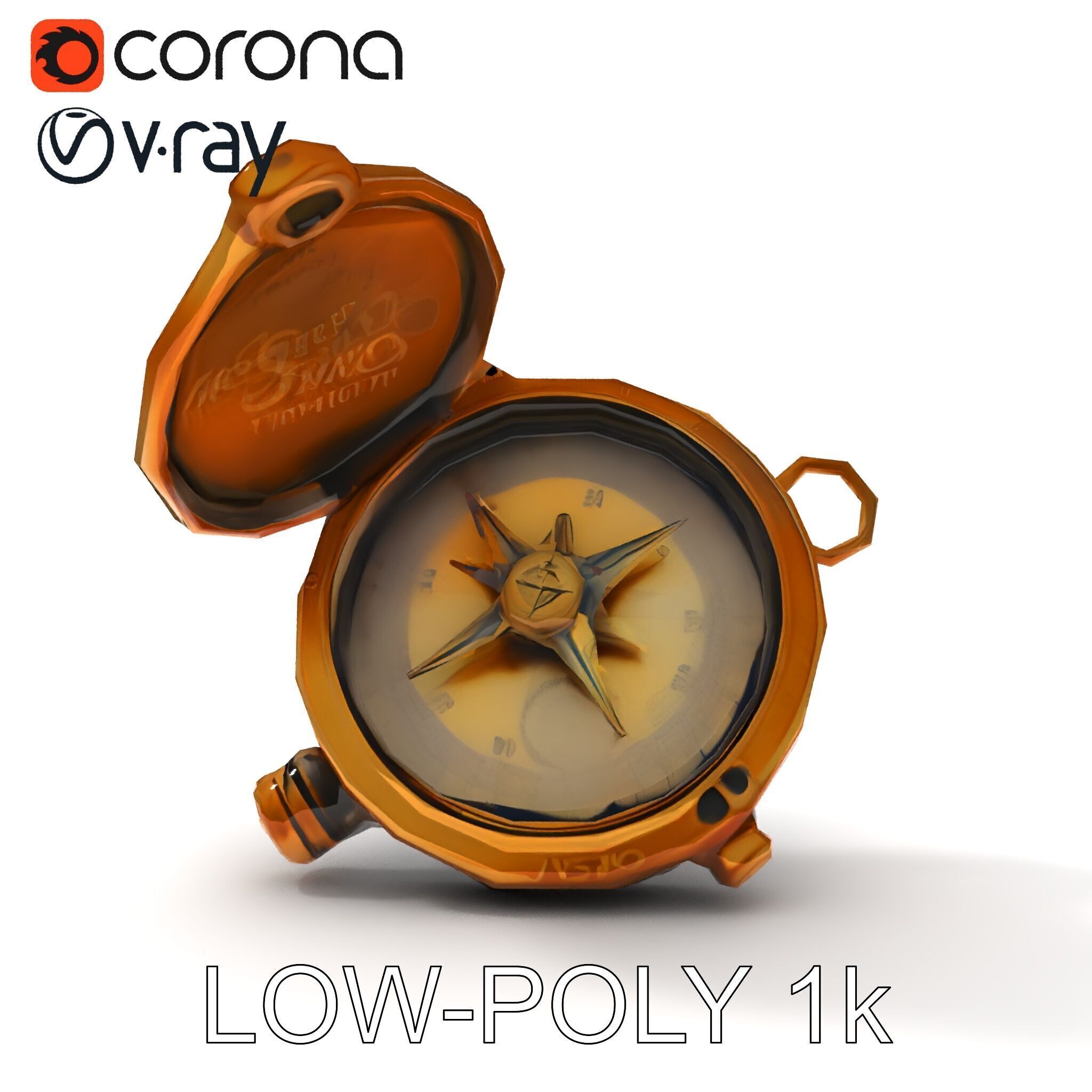 Vintage Brass Compass D Model Pack Low-poly 3D model_23