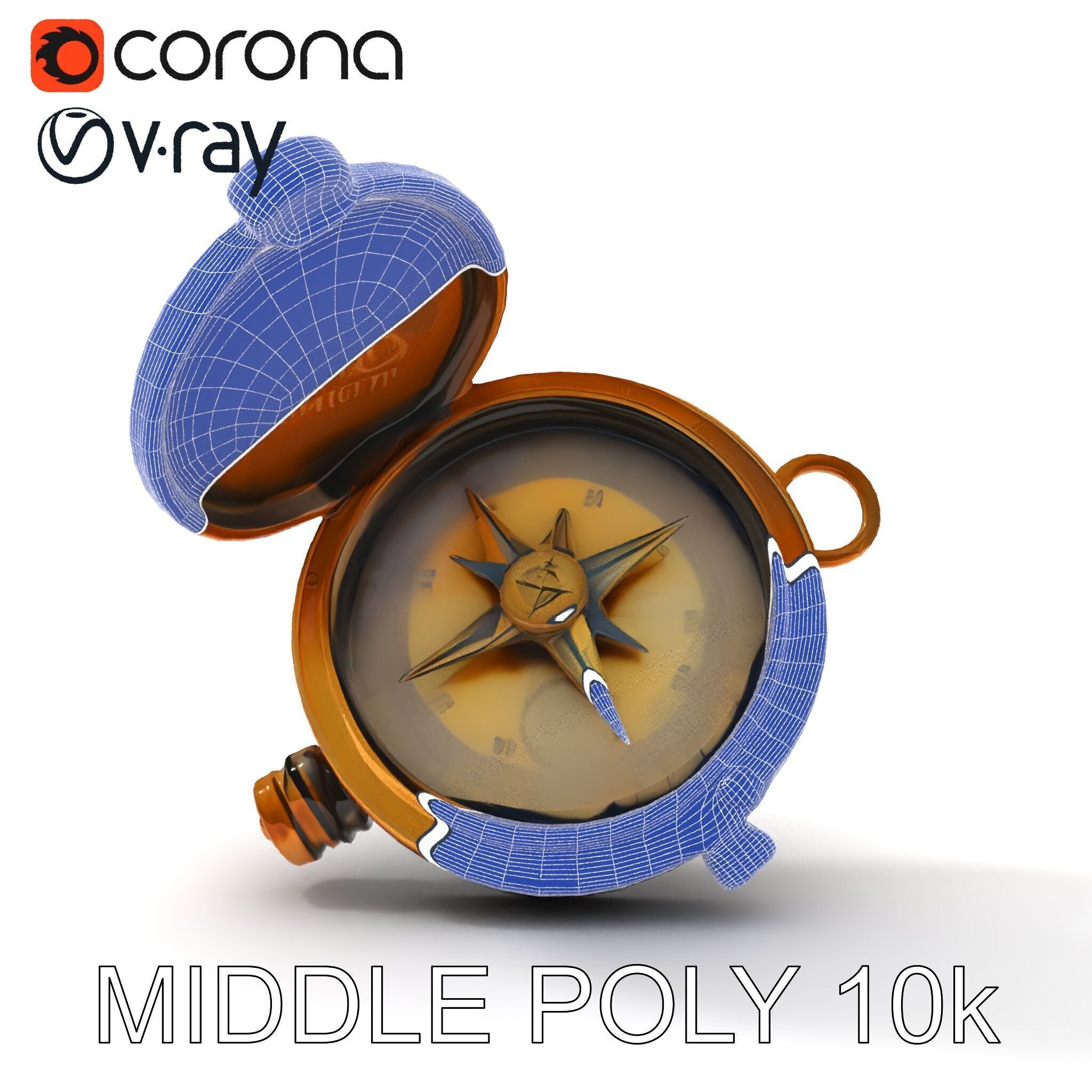Vintage Brass Compass D Model Pack Low-poly 3D model_19