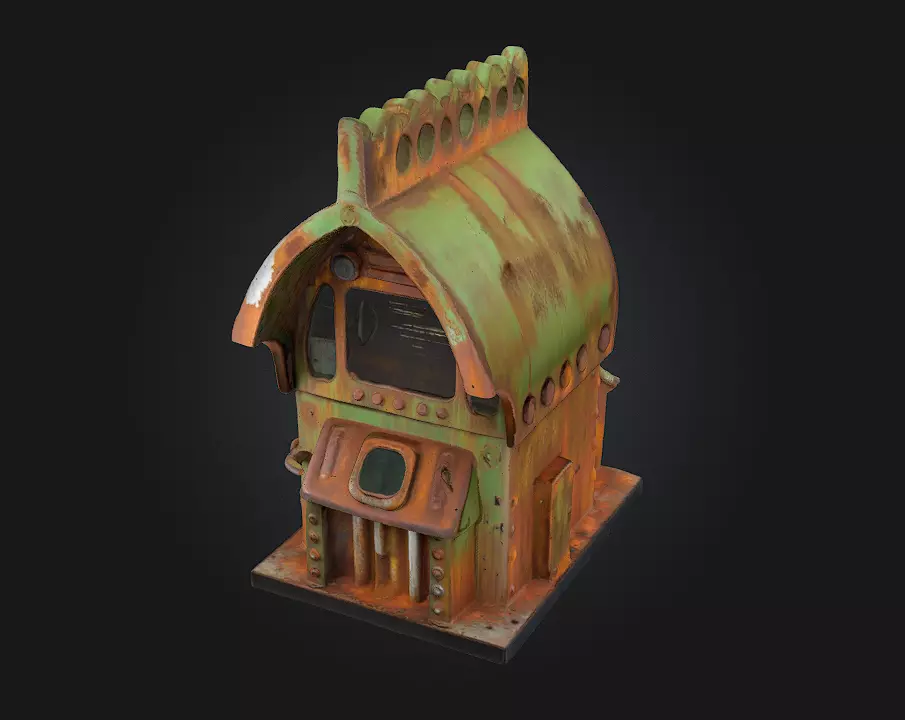 Rustic Control Console Vintage Tech with Industrial Character 3D model_0