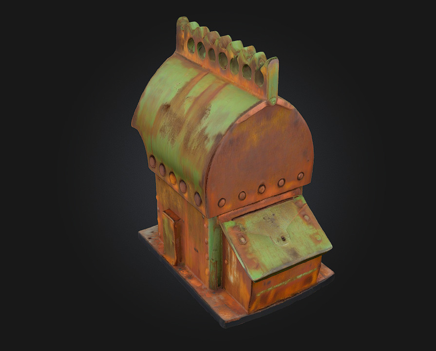 Rustic Control Console Vintage Tech with Industrial Character 3D model_4