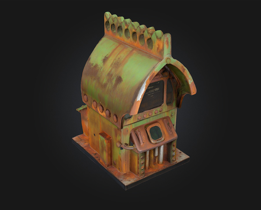 Rustic Control Console Vintage Tech with Industrial Character 3D model_1