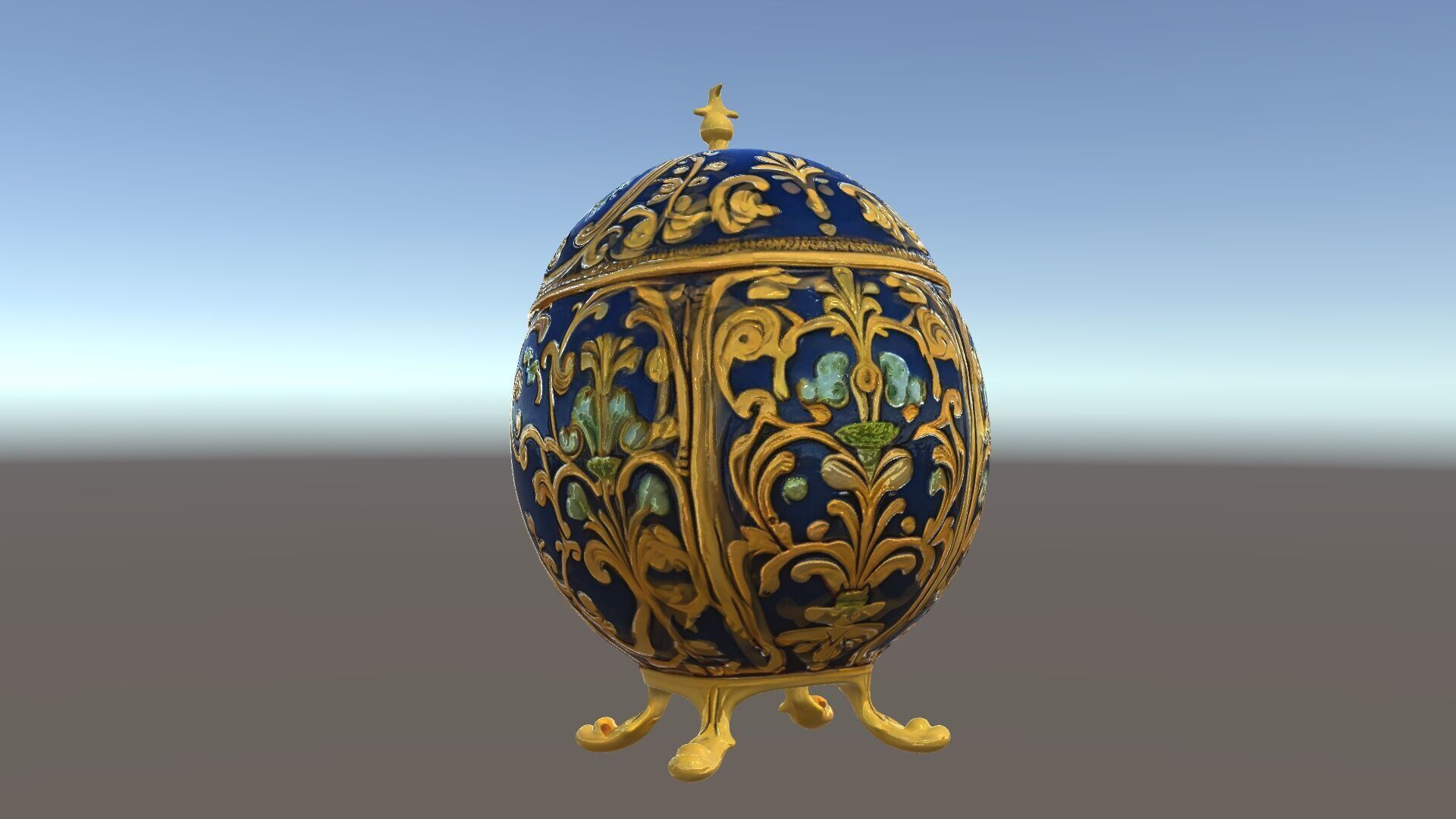Ornate Faberg Egg Model Pack with Enamel and Gold Detailing Low-poly 3D model_25