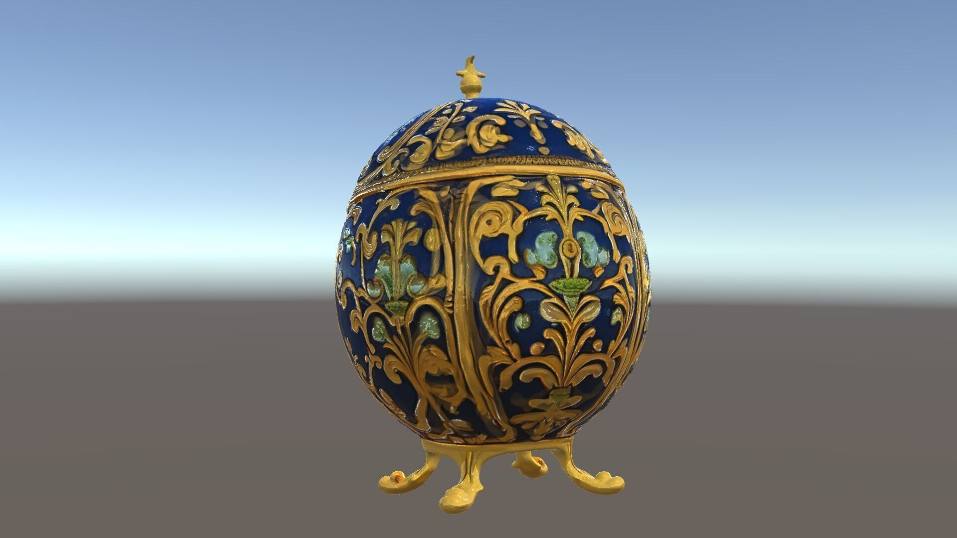 Ornate Faberg Egg Model Pack with Enamel and Gold Detailing Low-poly 3D model_5