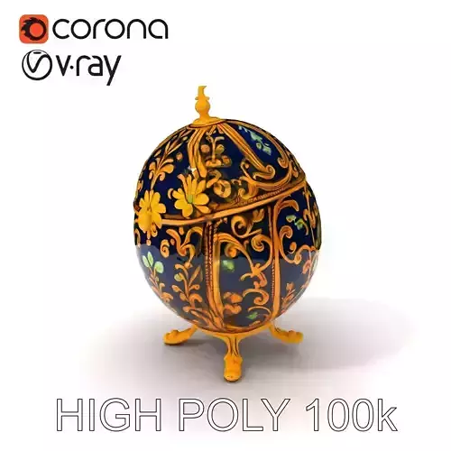 Ornate Faberg Egg Model Pack with Enamel and Gold Detailing