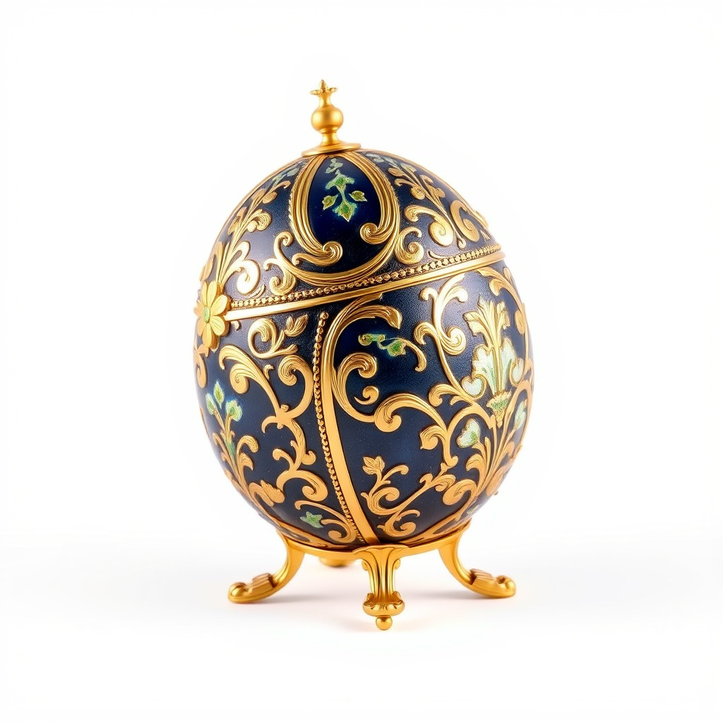 Ornate Faberg Egg Model Pack with Enamel and Gold Detailing Low-poly 3D model_4