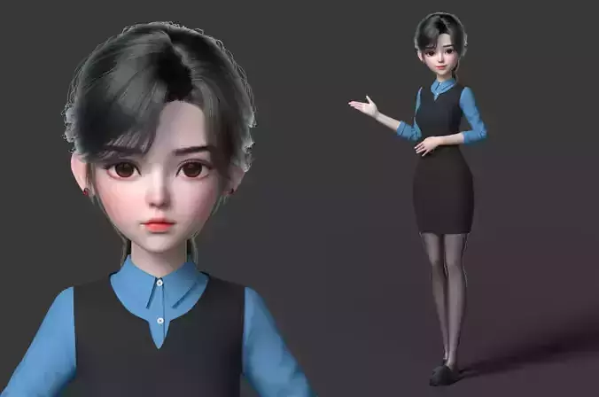 Virtual person  cartoon beauty girl big sister little sister