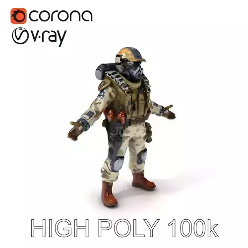 Futuristic Tactical Soldier D Model with Mixamo Compatibility Low-poly 3D model