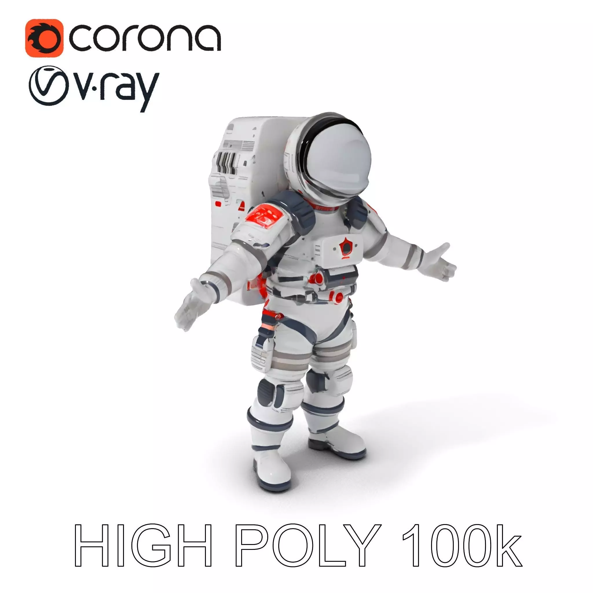 Astronaut Explorer D Model HighDetail PBR Textures Low-poly 3D model