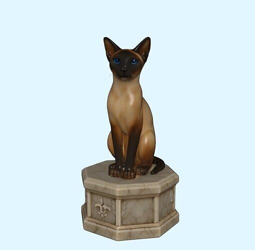 Majestic Siamese Cat Realistic Figurine for 3D Printing 3D print model
