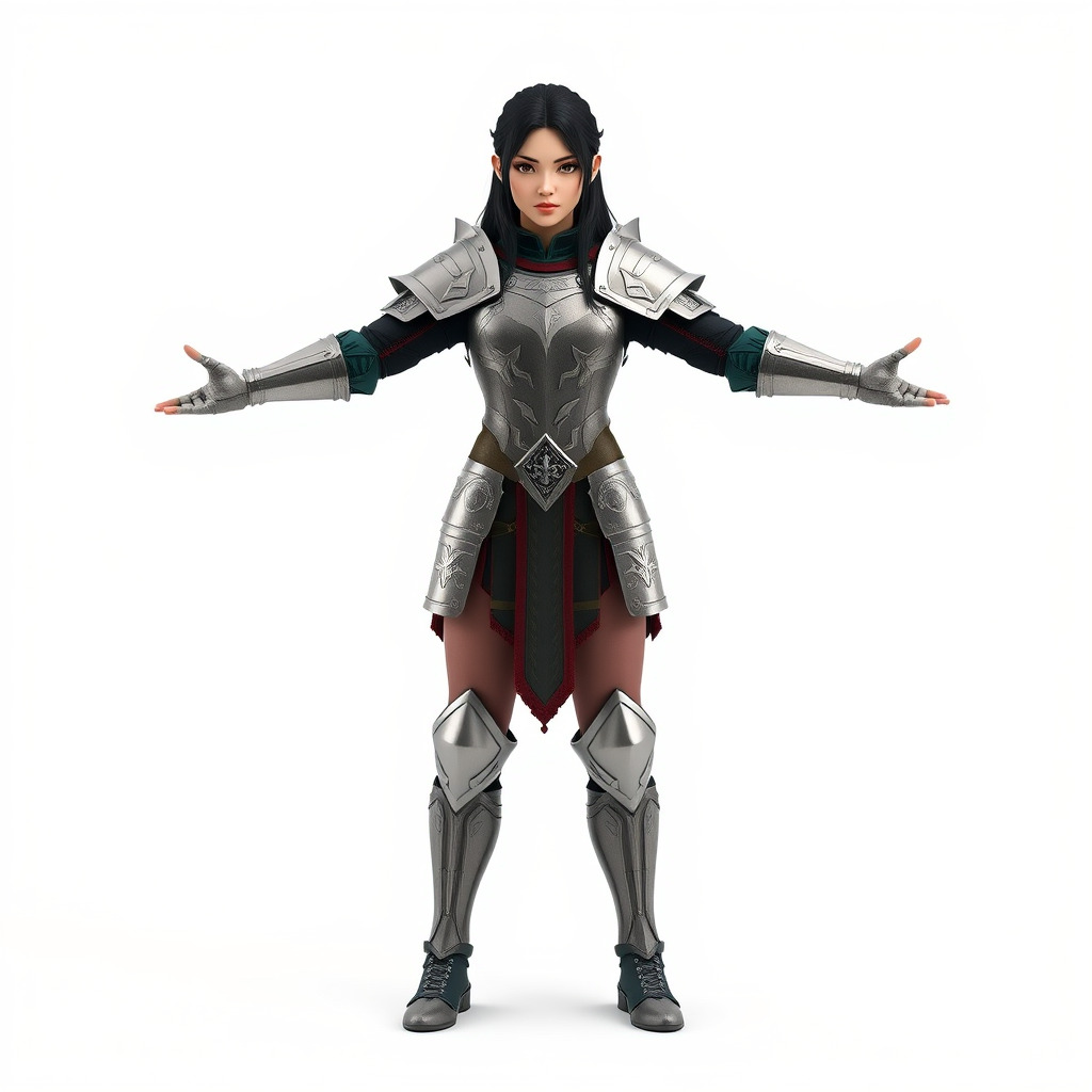 Valiant Female Warrior D Model  Armor Rigged GameReady Low-poly 3D model_4