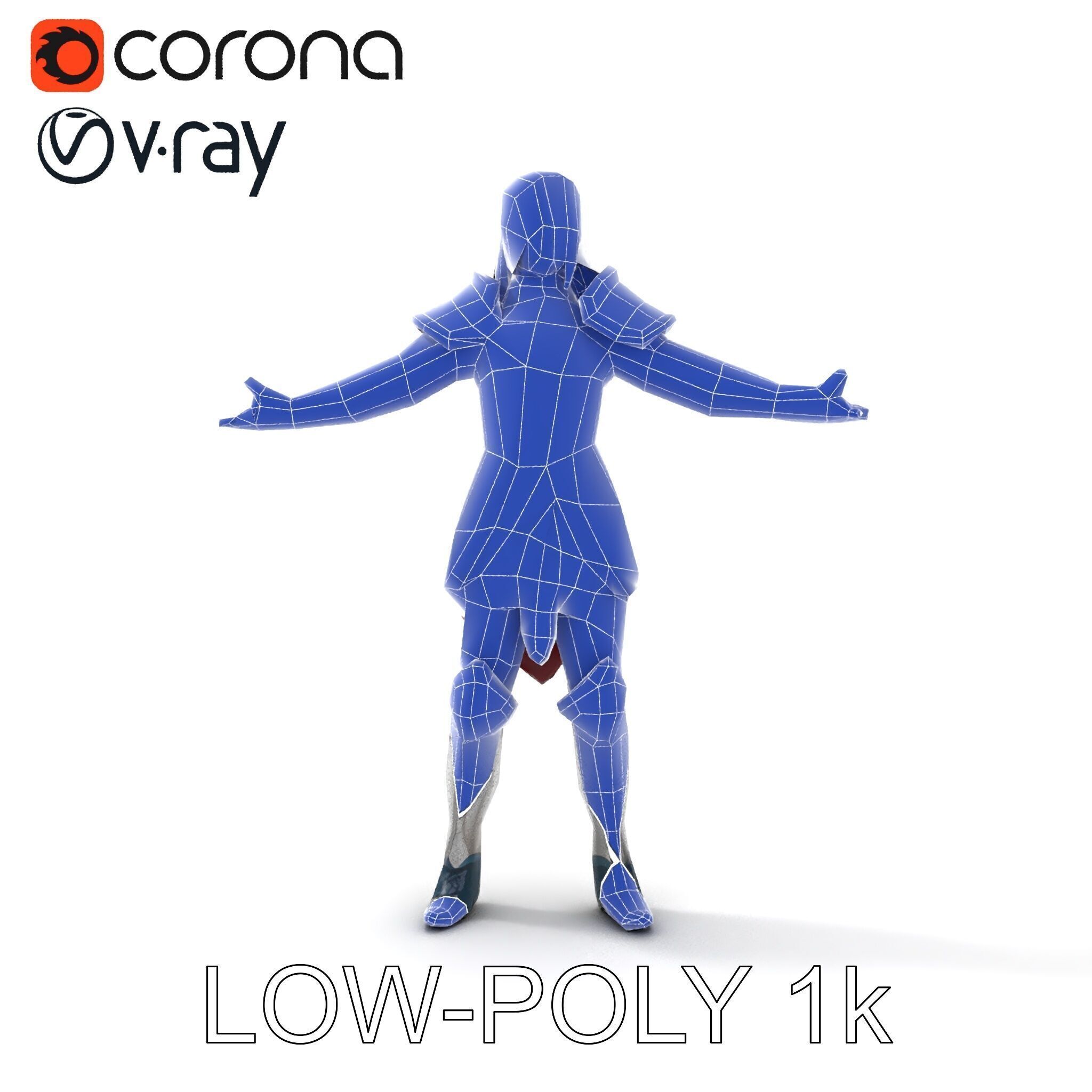 Valiant Female Warrior D Model  Armor Rigged GameReady Low-poly 3D model_21
