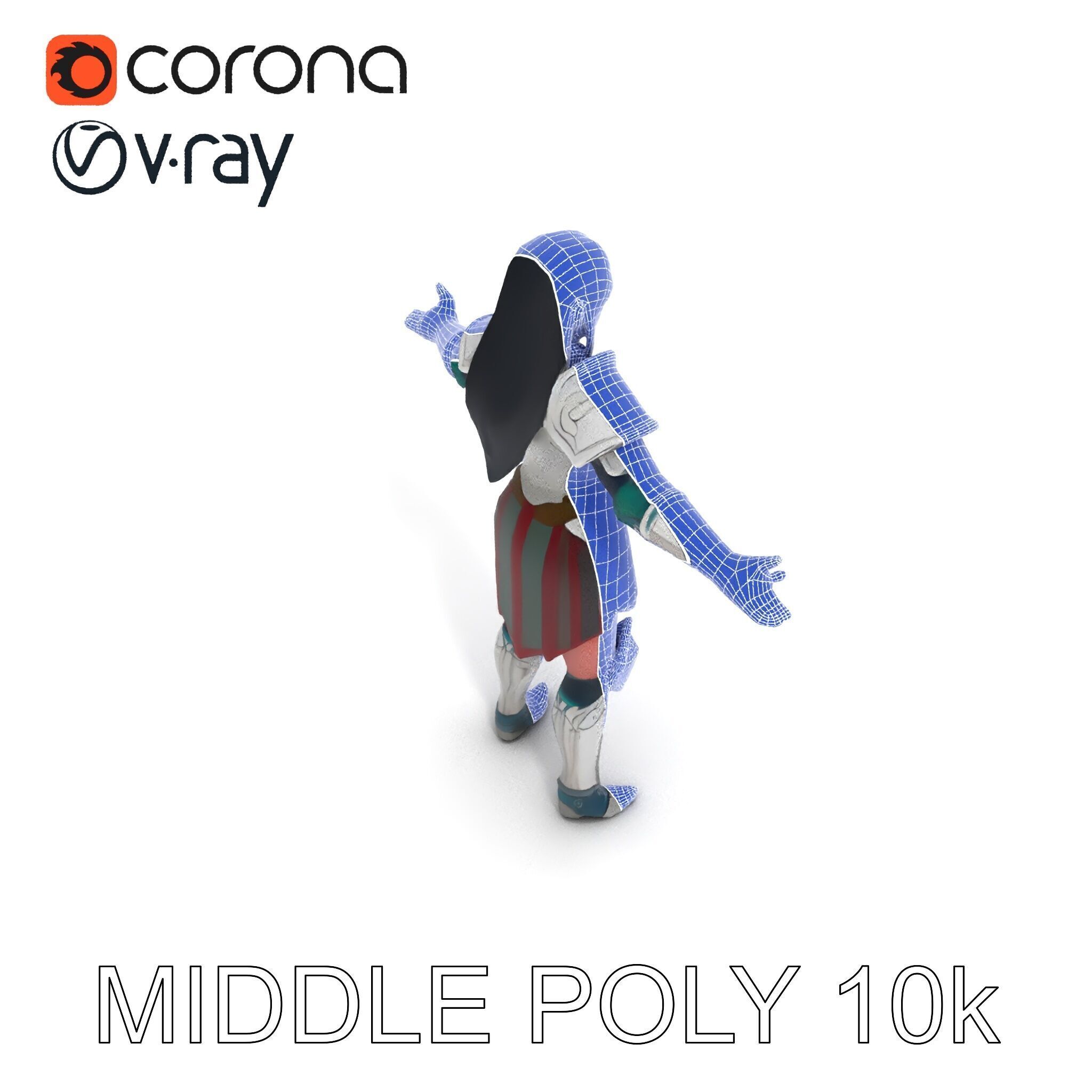 Valiant Female Warrior D Model  Armor Rigged GameReady Low-poly 3D model_20