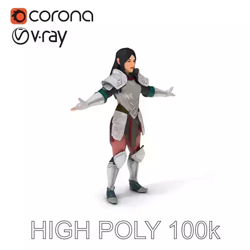 Valiant Female Warrior D Model  Armor Rigged GameReady Low-poly 3D model Valiant Female Warrior D Model  Armor Rigged GameReady Low-poly 3D model