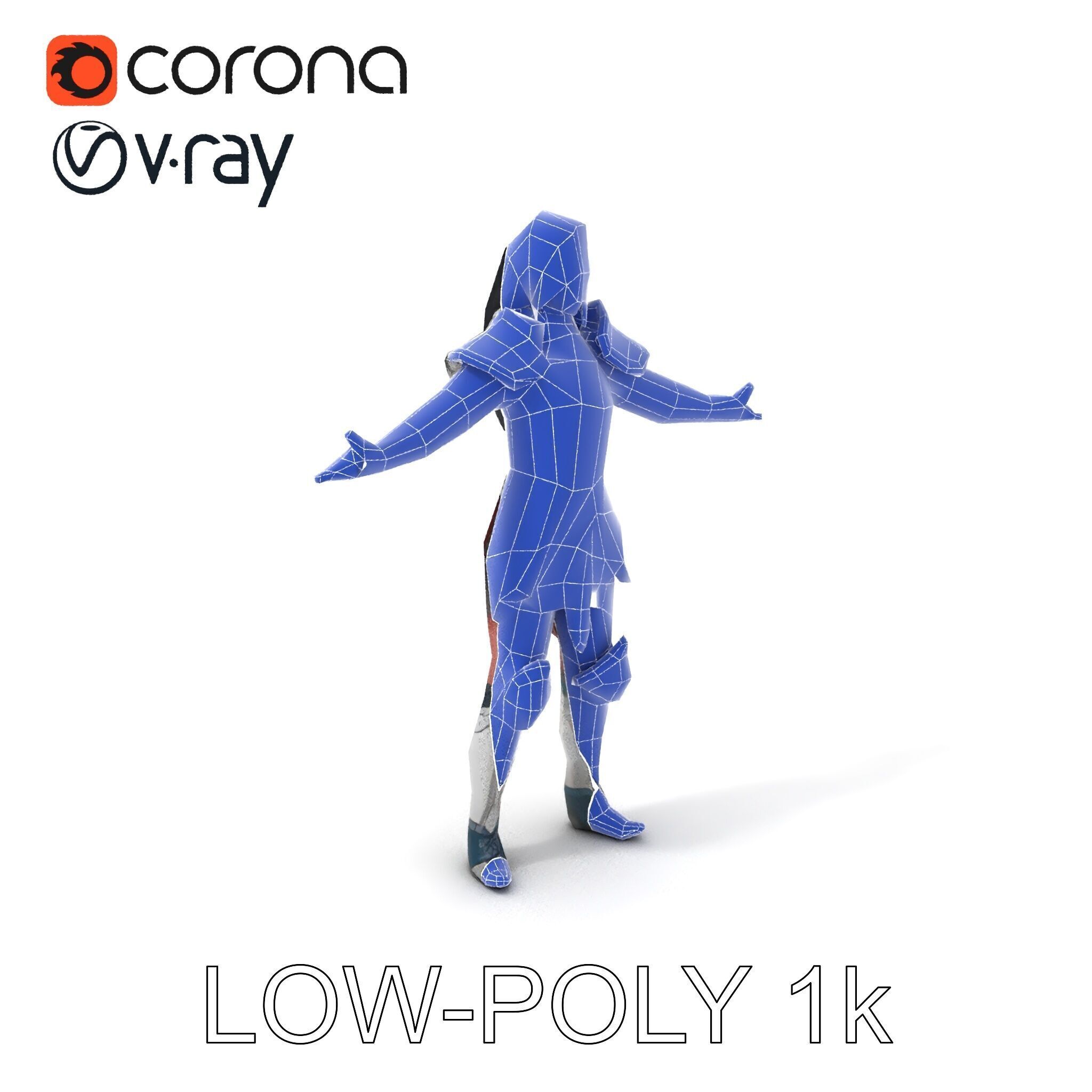 Valiant Female Warrior D Model  Armor Rigged GameReady Low-poly 3D model_7