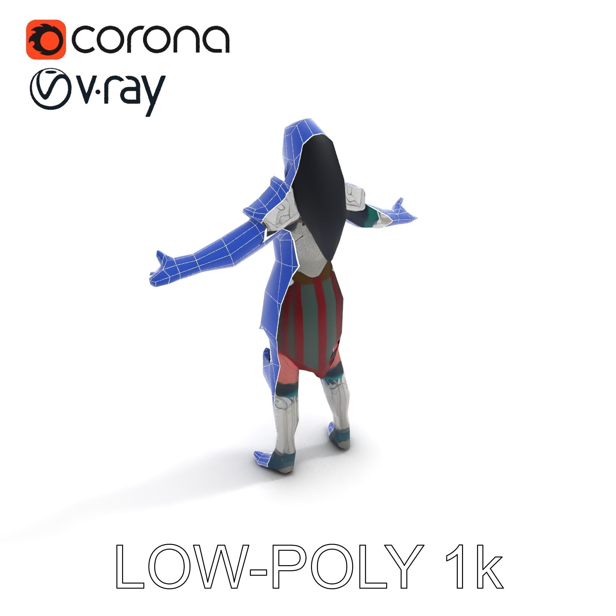 Valiant Female Warrior D Model  Armor Rigged GameReady Low-poly 3D model_13